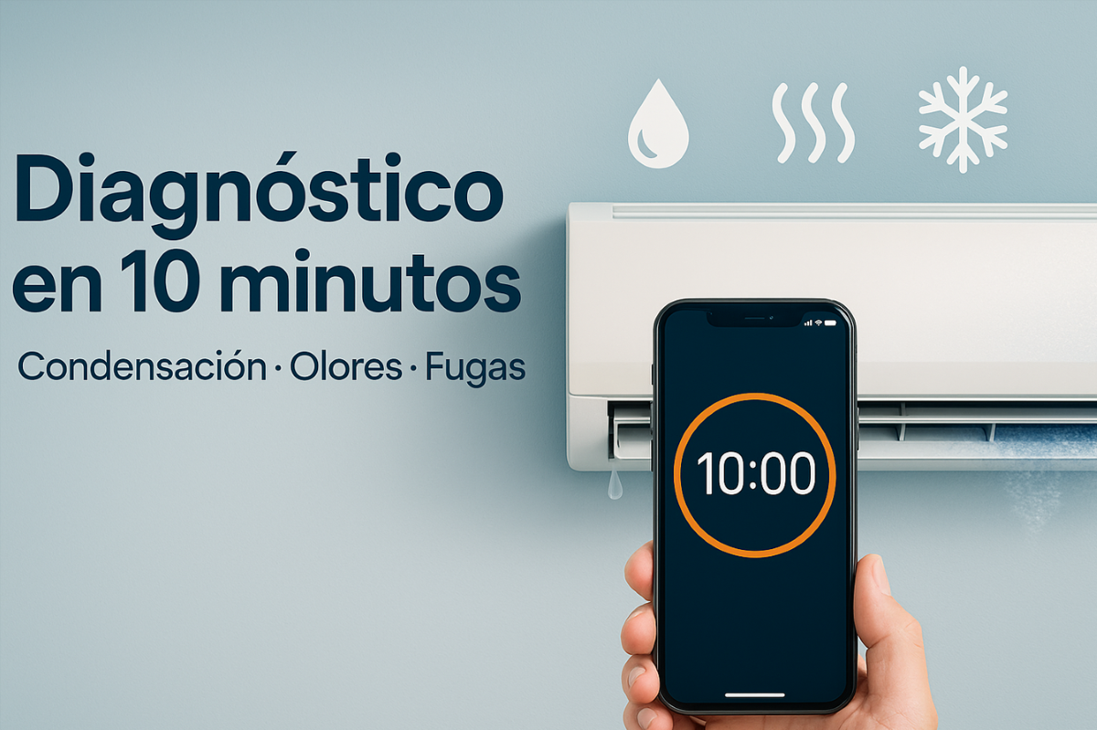 Diagnóstico rápido de tu aire acondicionado: condensación, olores y fugas (qué hacer en 10 minutos)