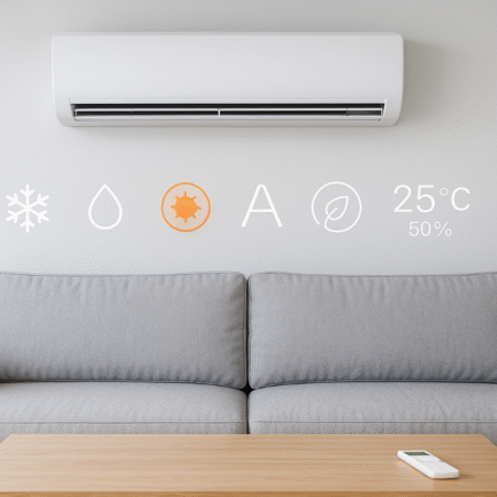 Modos del aire acondicionado (Cool, Dry, Heat, Auto, Fan, Eco, Sleep): cuándo usar cada uno y cuánto consumen
