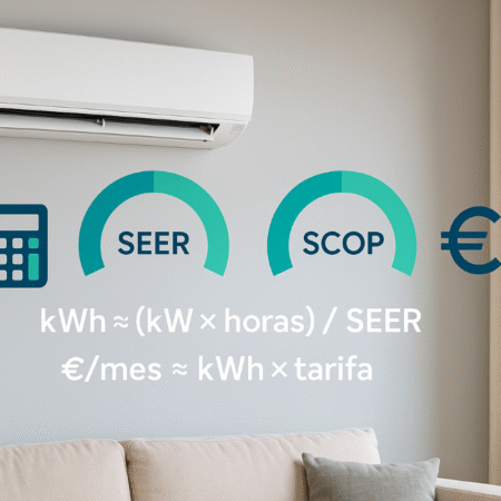 SEER/SCOP explicado: calcula tu consumo en €/mes