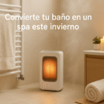 climatiza bien tu baño este invierno. Bañera de baño con agua caliente, vapor de agua saliendo de la bañera.